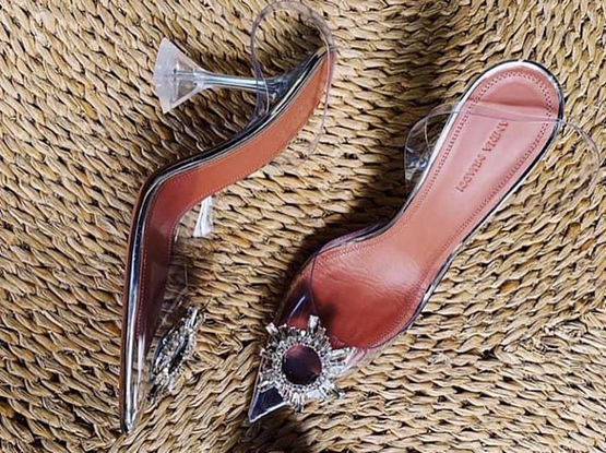 amina muaddi transparent shoes
